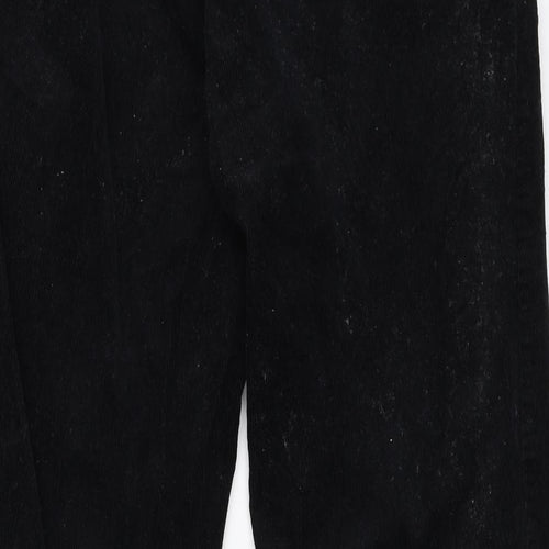 M&S Womens Black  Corduroy Trousers  Size 14 L25 in