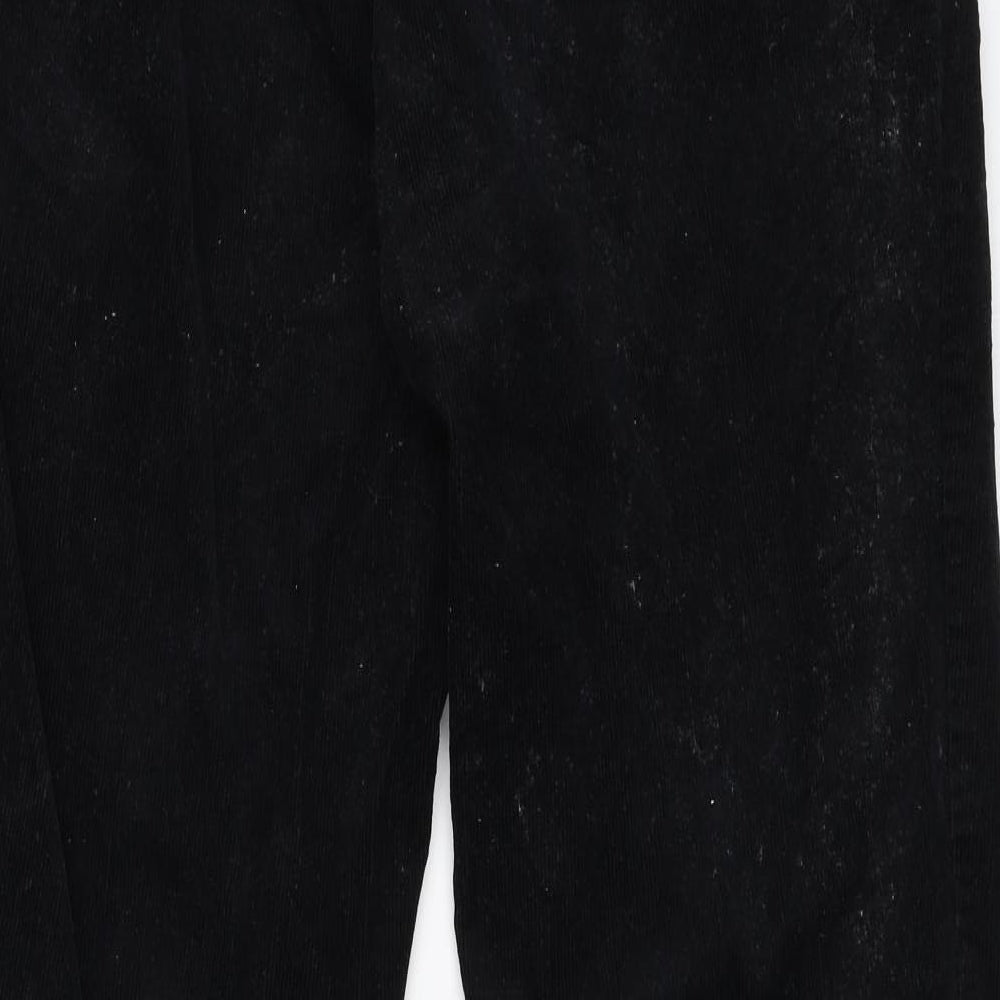 M&S Womens Black  Corduroy Trousers  Size 14 L25 in