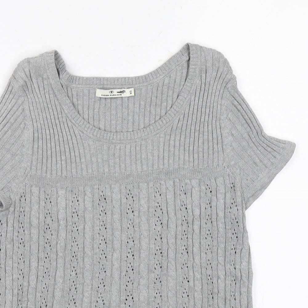 TOM TAILOR Womens Grey   Jersey Blouse Size XS