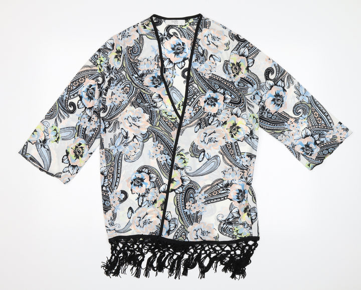 Wallis Womens White Floral  Shrug Jumper Size M