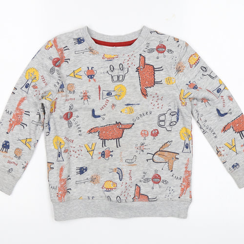 George Boys Grey Batik  Pullover Jumper Size 4-5 Years