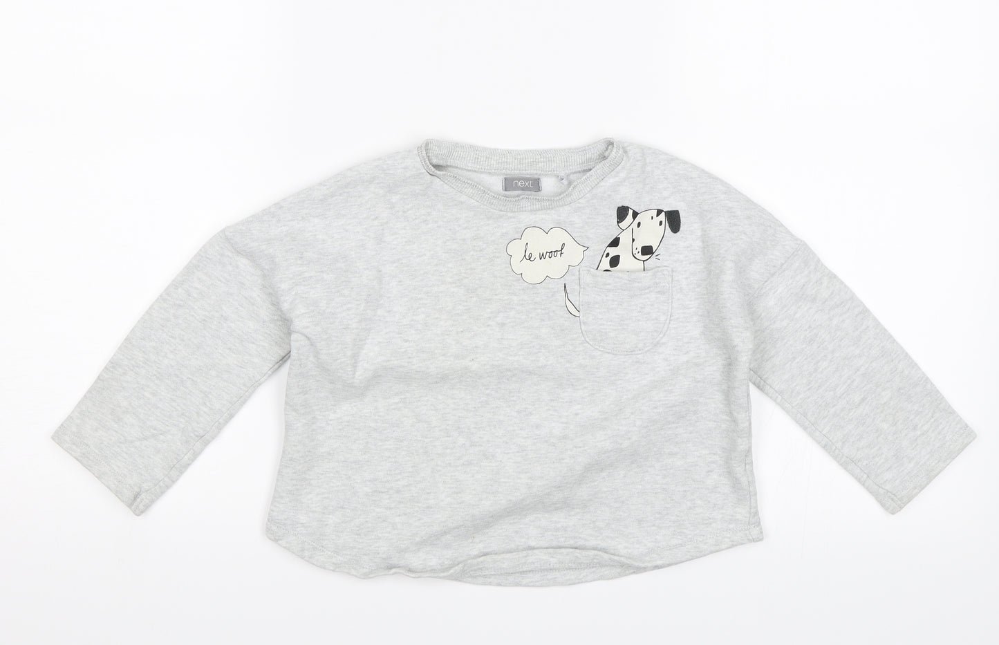 NEXT Girls Grey   Pullover Jumper Size 3-4 Years  - Dog