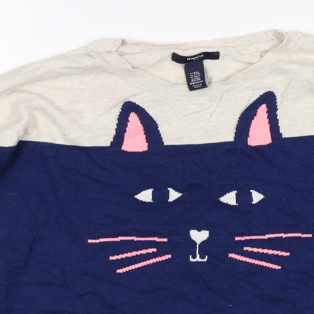 Gap Girls Blue   Pullover Jumper Size 13 Years  - Cat