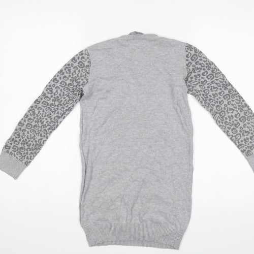 Matalan Girls Grey Animal Print  Pullover Jumper Size 8-9 Years