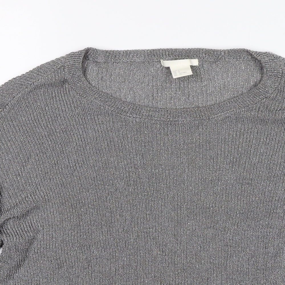 H&M Womens Silver   Jersey Blouse Size S