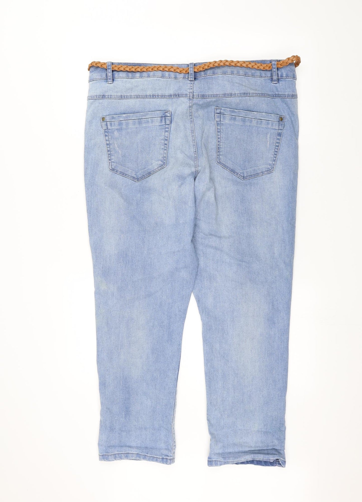 George Womens Blue  Denim Straight Jeans Size 18 L25 in - Belted