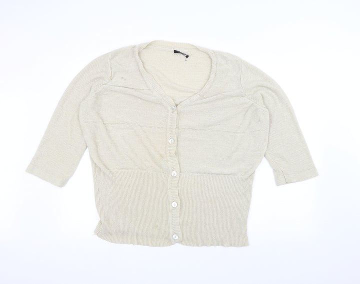 BM Womens White Knit Jacket Coatigan Size XL