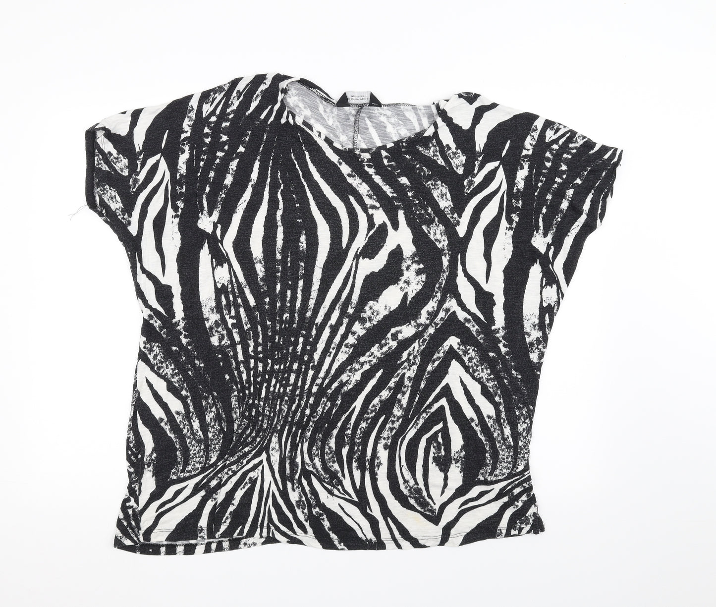 Dorothy Perkins Womens Black Animal Print  Basic T-Shirt Size M