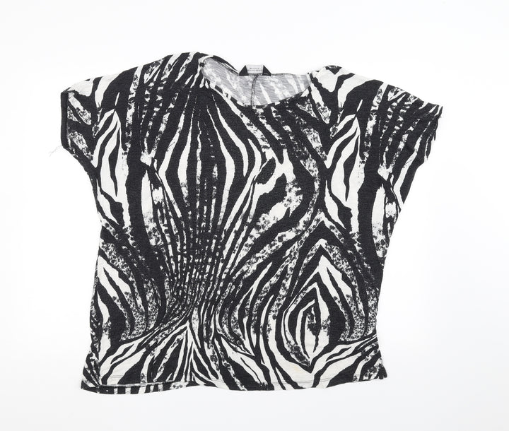 Dorothy Perkins Womens Black Animal Print  Basic T-Shirt Size M