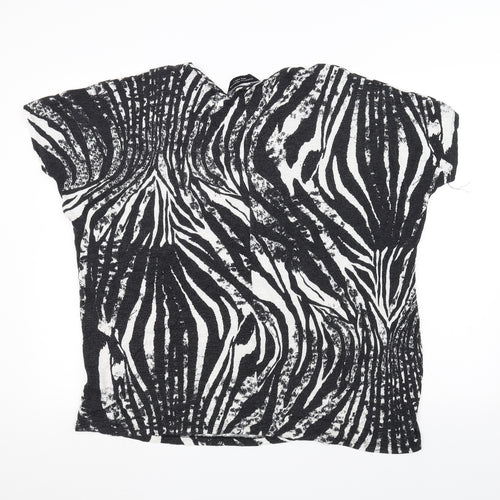 Dorothy Perkins Womens Black Animal Print  Basic T-Shirt Size M