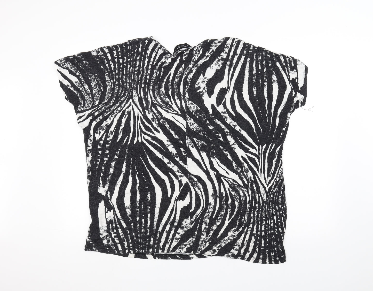Dorothy Perkins Womens Black Animal Print  Basic T-Shirt Size M