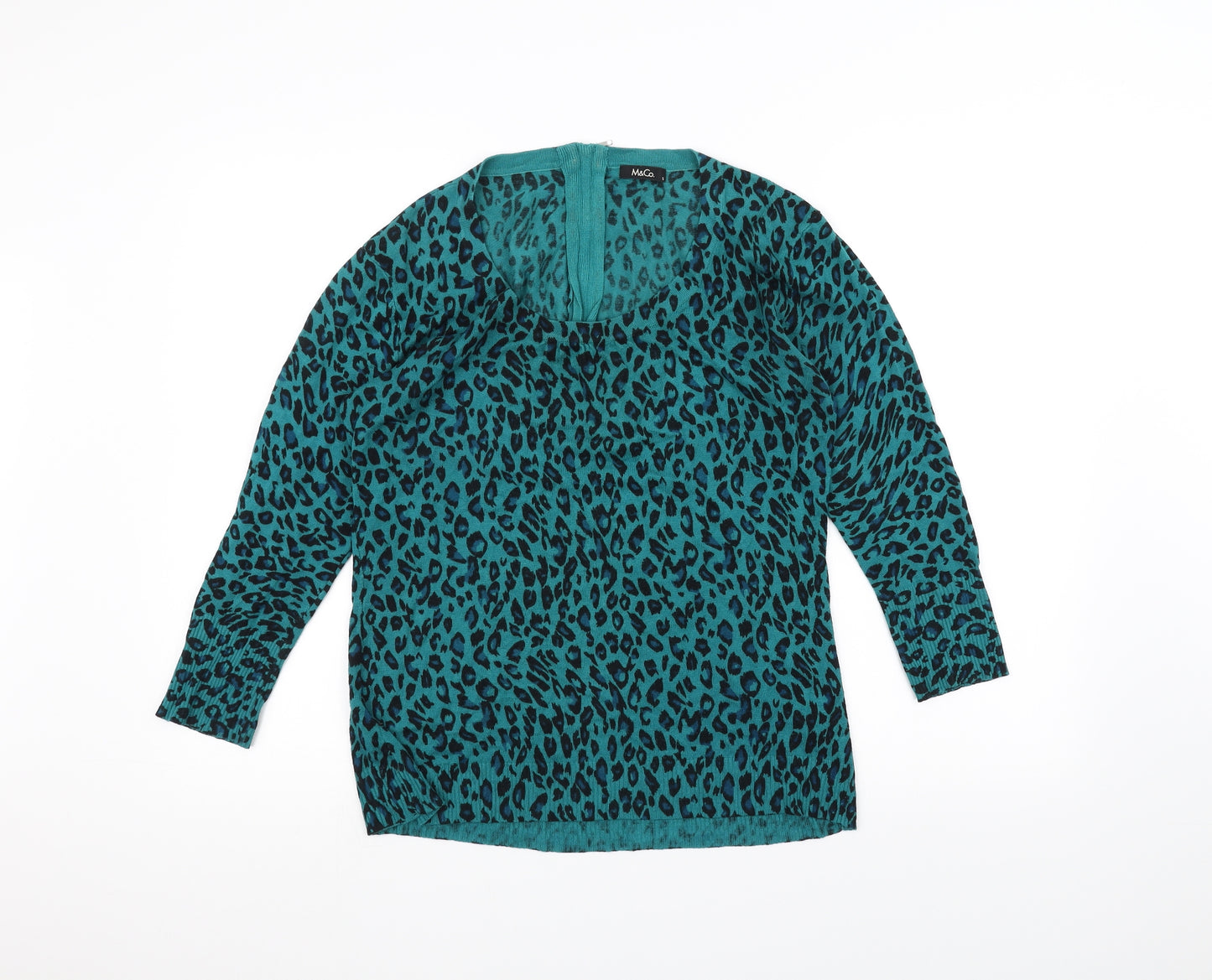 M&Co Womens Blue Animal Print  Pullover Jumper Size S