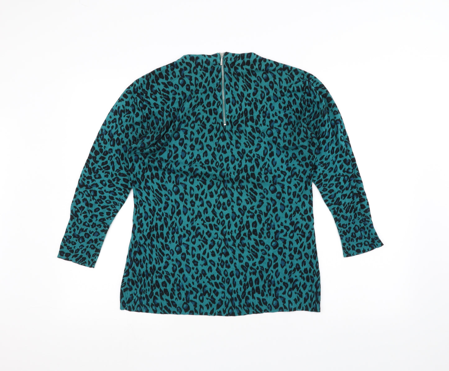M&Co Womens Blue Animal Print  Pullover Jumper Size S