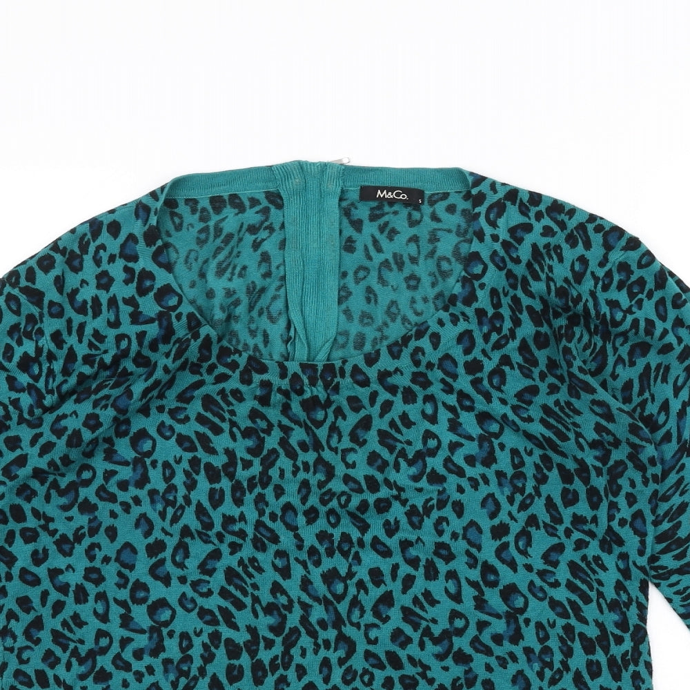 M&Co Womens Blue Animal Print  Pullover Jumper Size S