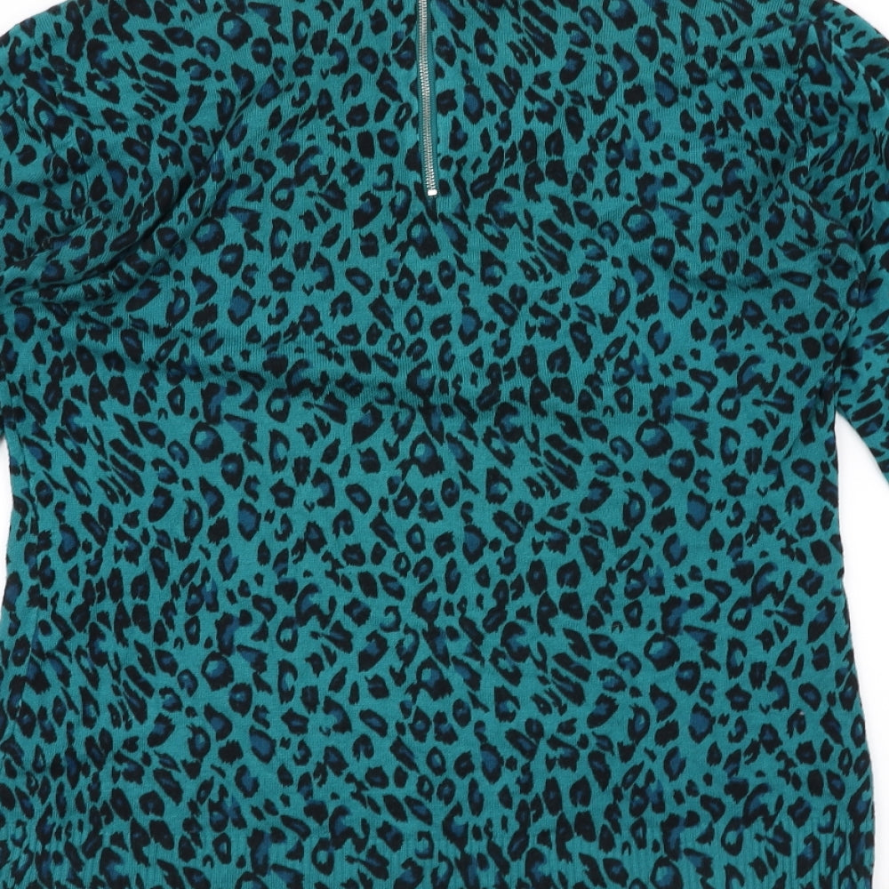 M&Co Womens Blue Animal Print  Pullover Jumper Size S