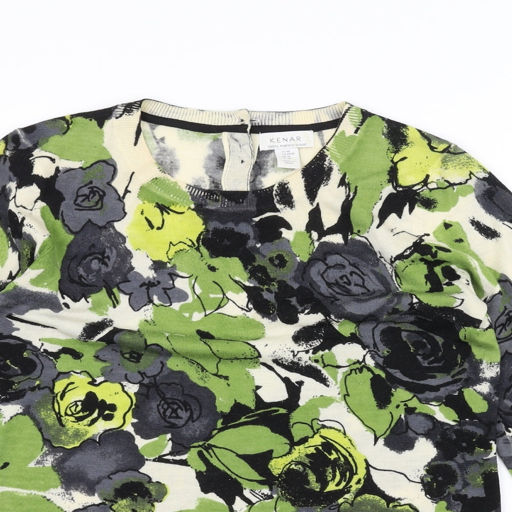 Kenar Womens White Floral  Pullover Jumper Size M