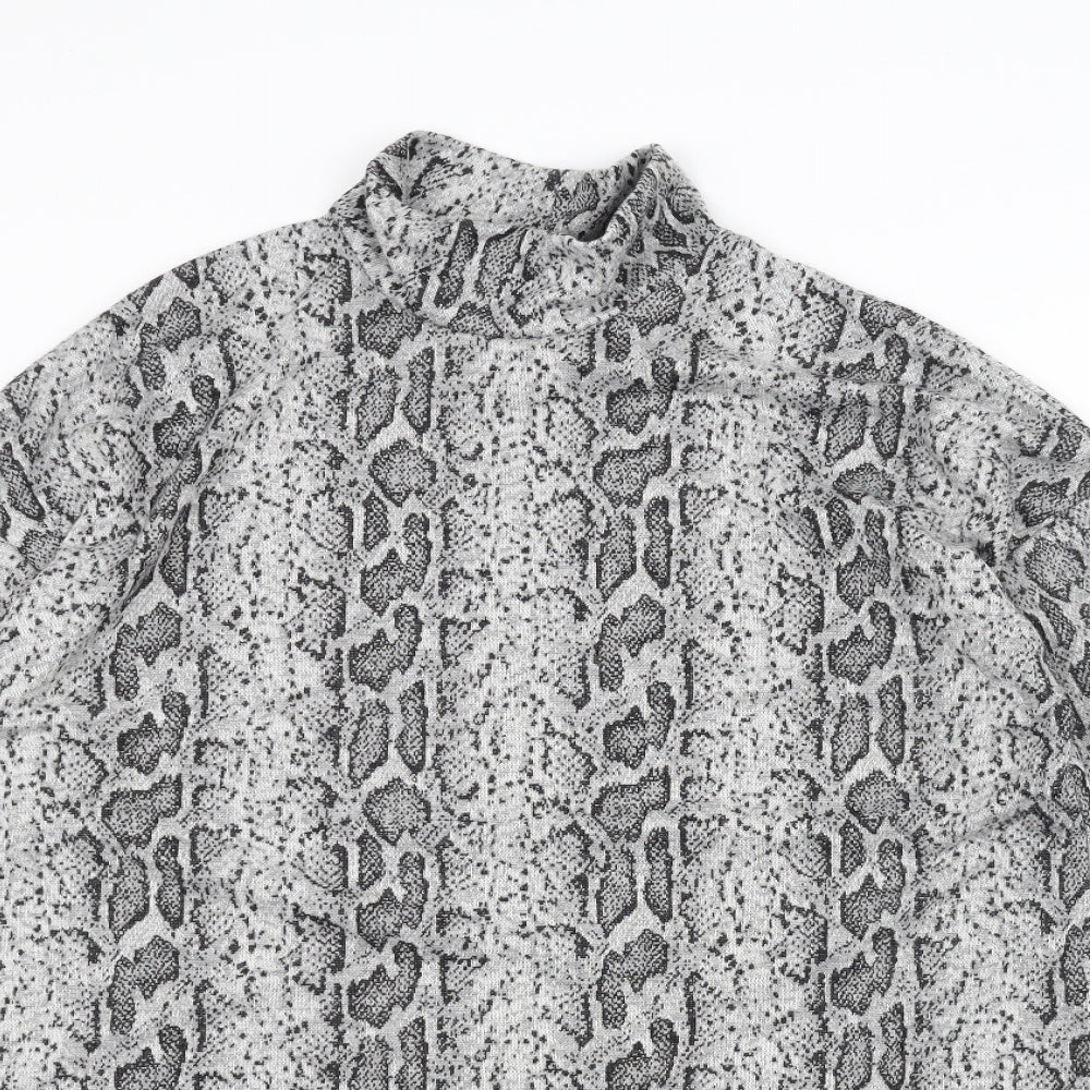 F&F Womens Grey Animal Print  Basic T-Shirt Size 12