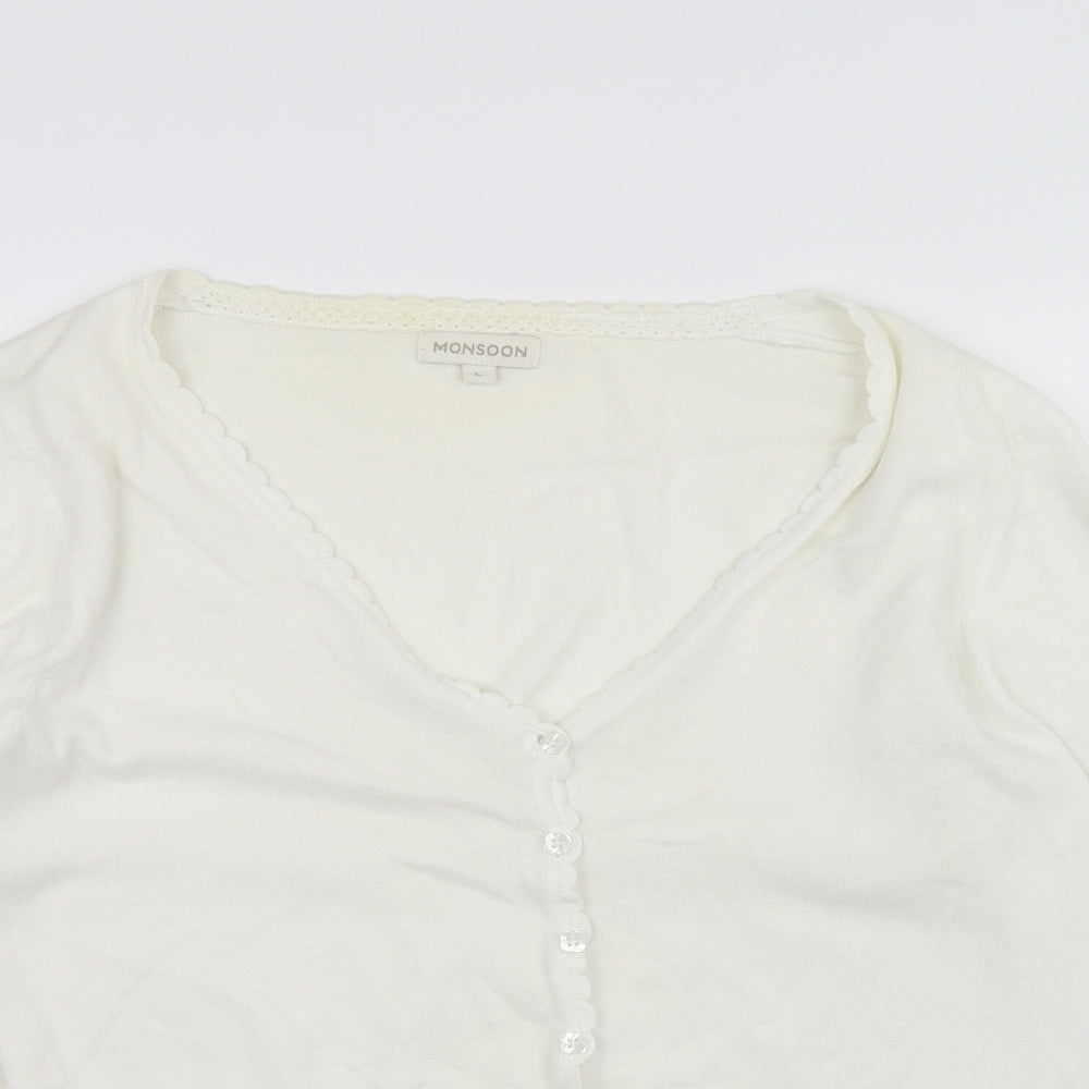 Monsoon Womens White   Cardigan Jumper Size L