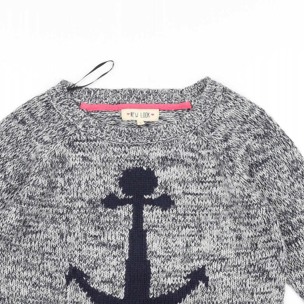 New Look Womens Grey  Knit Pullover Jumper Size 8