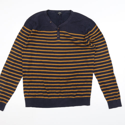 Easy Womens Blue Striped  Pullover Jumper Size M