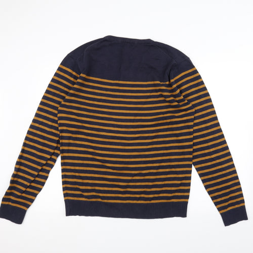 Easy Womens Blue Striped  Pullover Jumper Size M