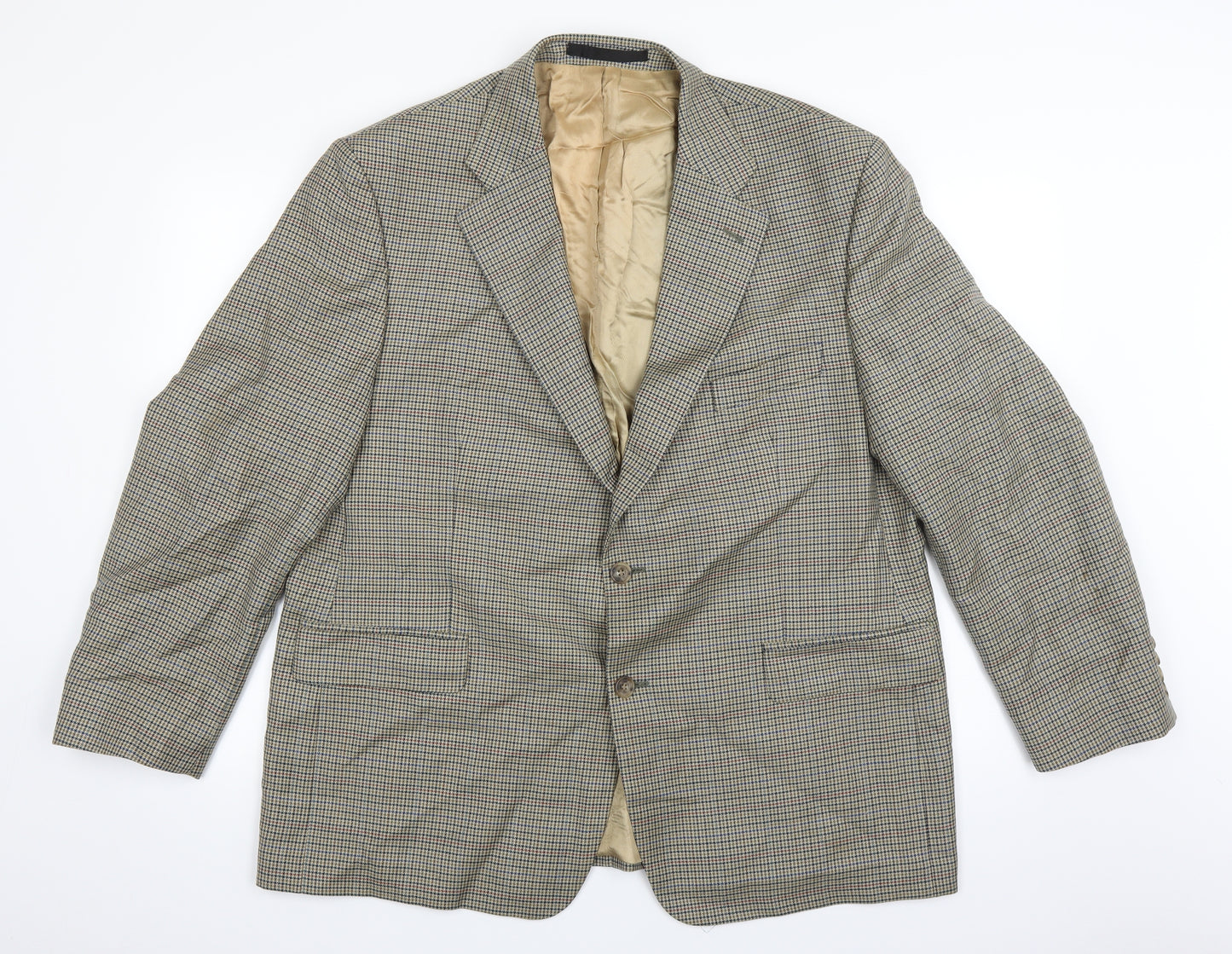 Impressions Mens Brown Houndstooth Tweed Jacket Suit Jacket Size 46