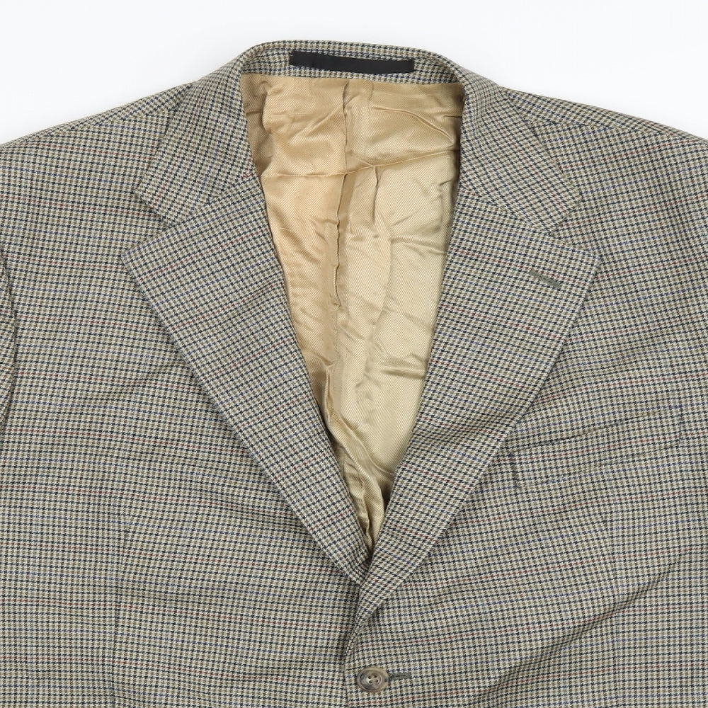 Impressions Mens Brown Houndstooth Tweed Jacket Suit Jacket Size 46