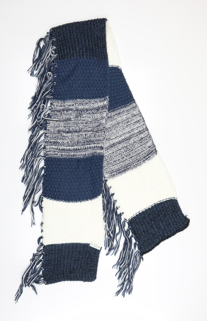 TU Unisex Blue Striped Knit Scarf