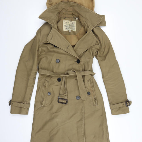 Jack Wills Womens Brown  Canvas Trench Coat Coat Size 10
