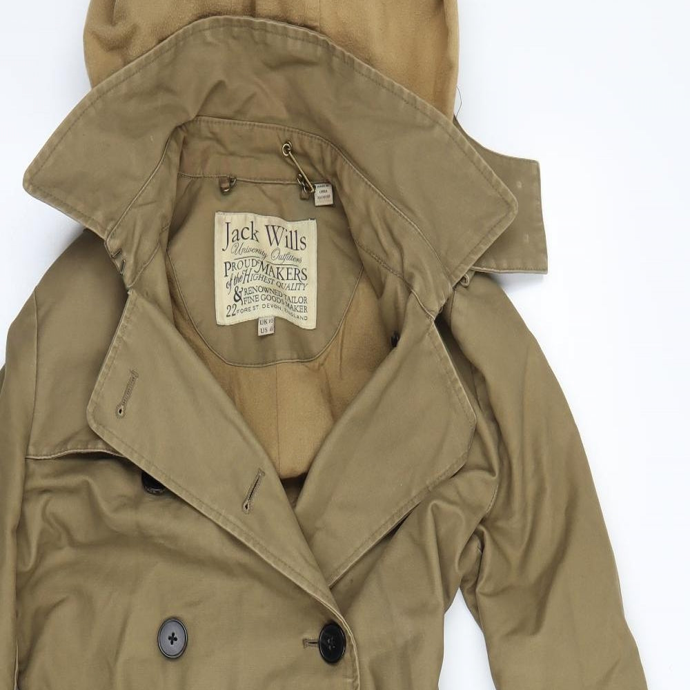 Jack Wills Womens Brown  Canvas Trench Coat Coat Size 10