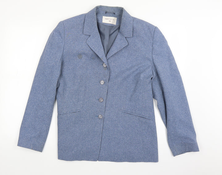 Bonmarché Womens Blue Jacket Suit Jacket Size 16