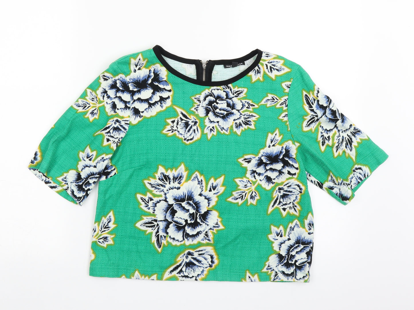 Warehouse Womens Green Floral  Basic Blouse Size 12