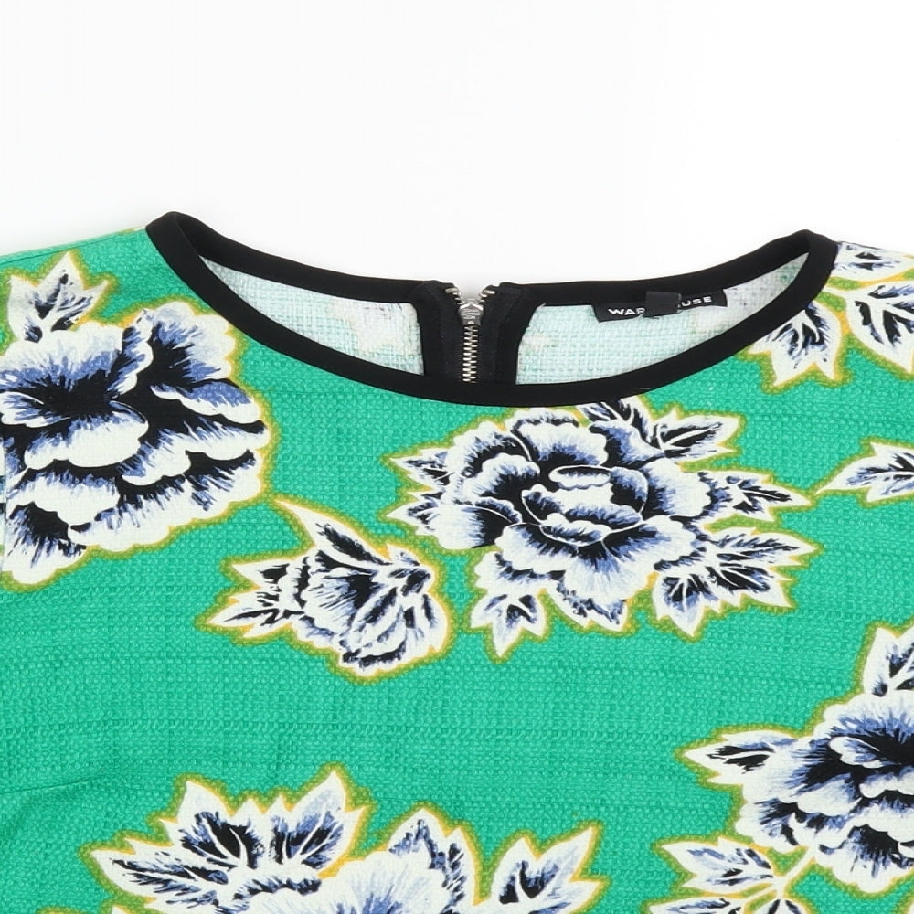 Warehouse Womens Green Floral  Basic Blouse Size 12