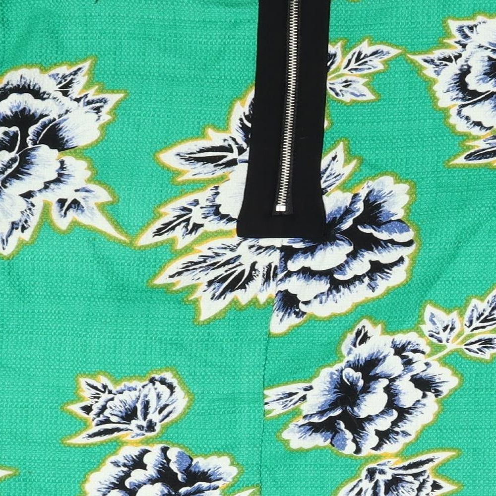 Warehouse Womens Green Floral  Basic Blouse Size 12