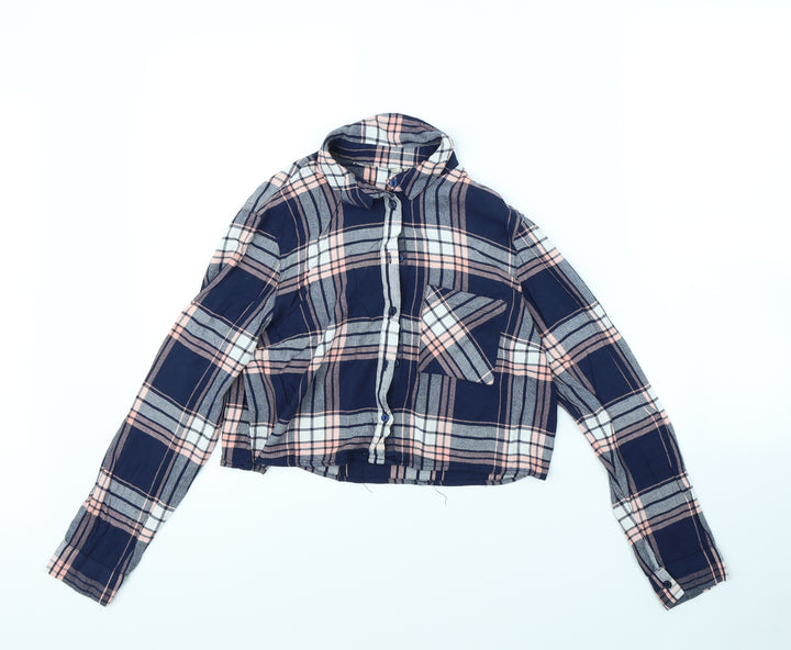 Atmosphere Womens Blue Check Basic Button-Up Size 10