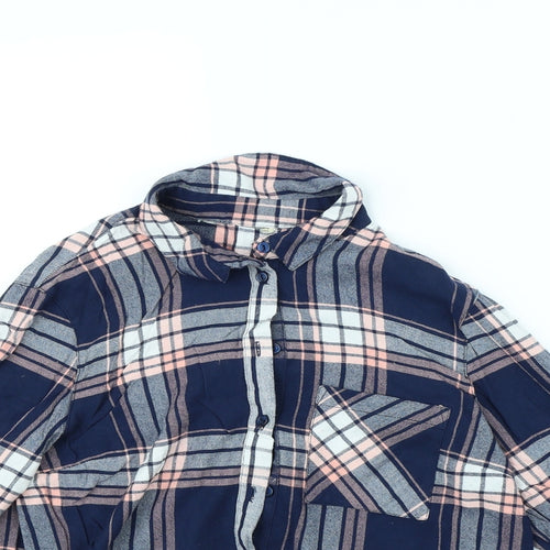 Atmosphere Womens Blue Check  Basic Button-Up Size 10