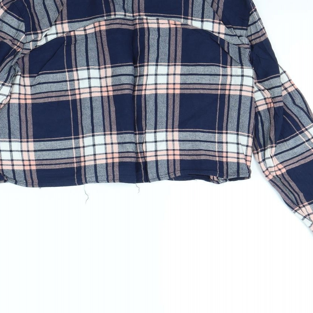 Atmosphere Womens Blue Check  Basic Button-Up Size 10