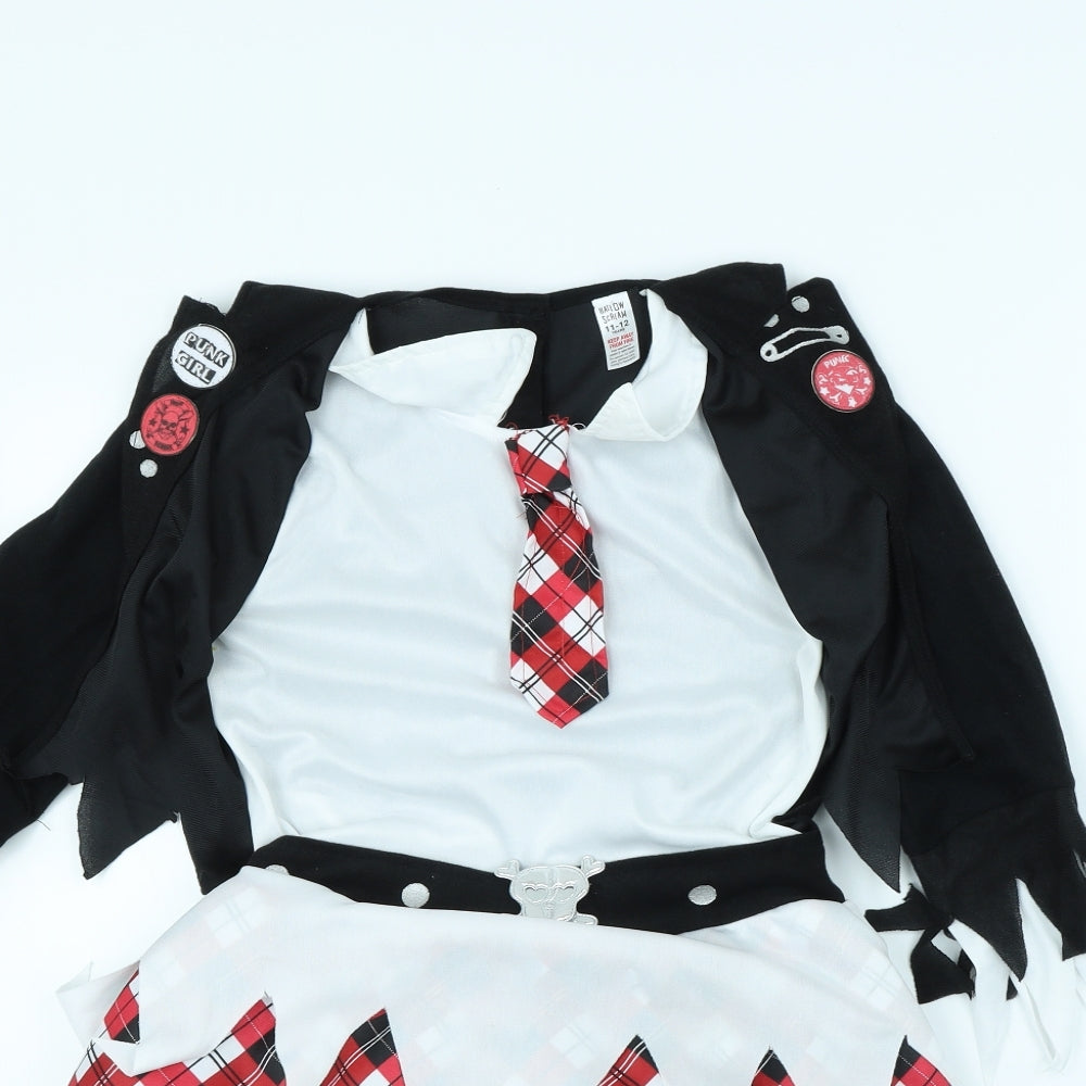 hallow scream Girls Black   Fit & Flare  Size 11-12 Years  - school girl halloween