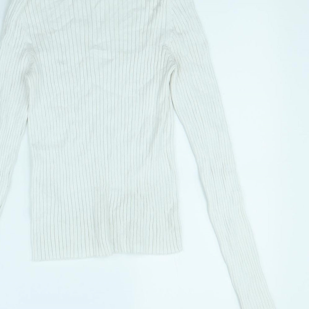 Bershka Womens White  Rayon Pullover Jumper Size L