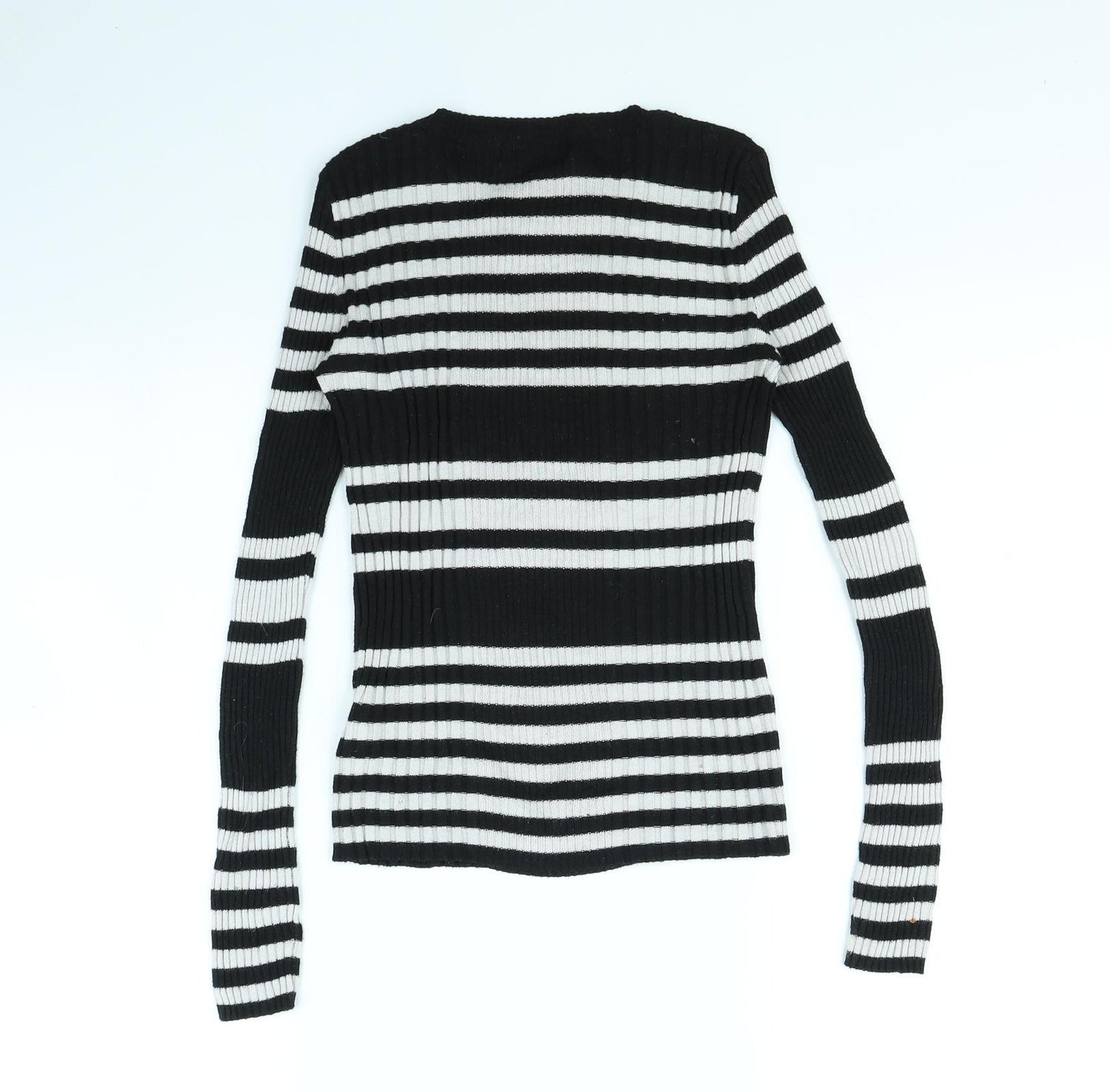 Atmosphere Womens White Striped Rayon Pullover Jumper Size 6