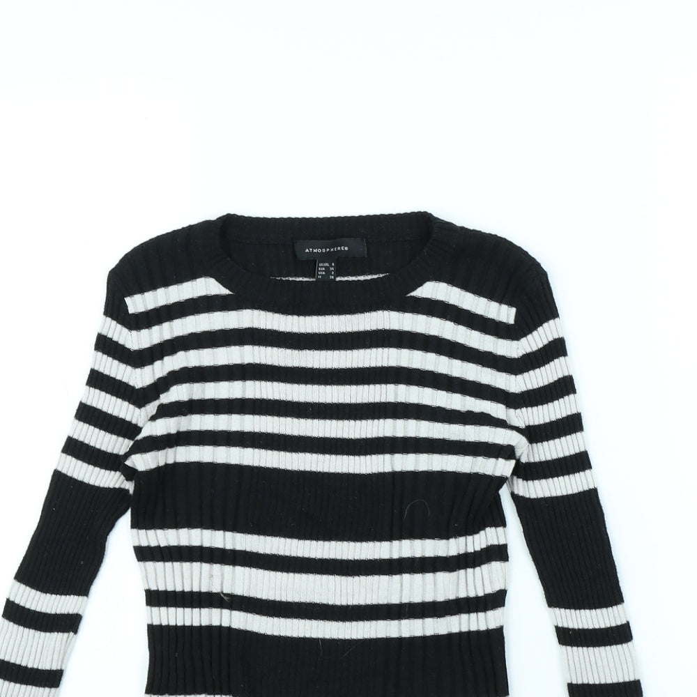 Atmosphere Womens White Striped Rayon Pullover Jumper Size 6