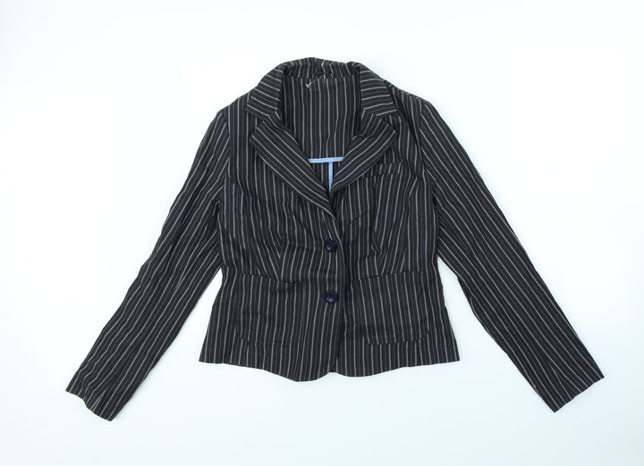 New Look Womens Blue Striped Jacket Size 12