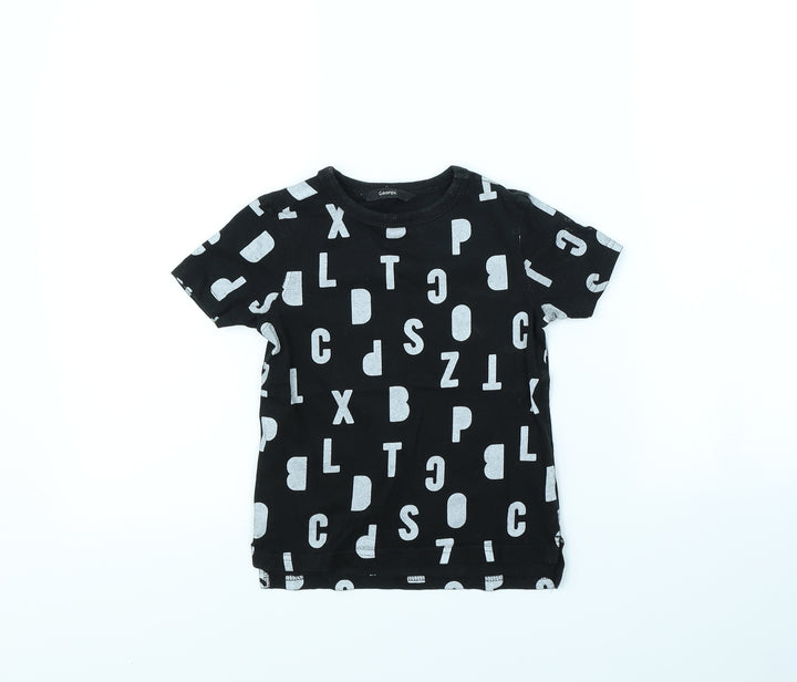 George Boys Black Spotted Basic T-Shirt Size 4 Years - Alphabet