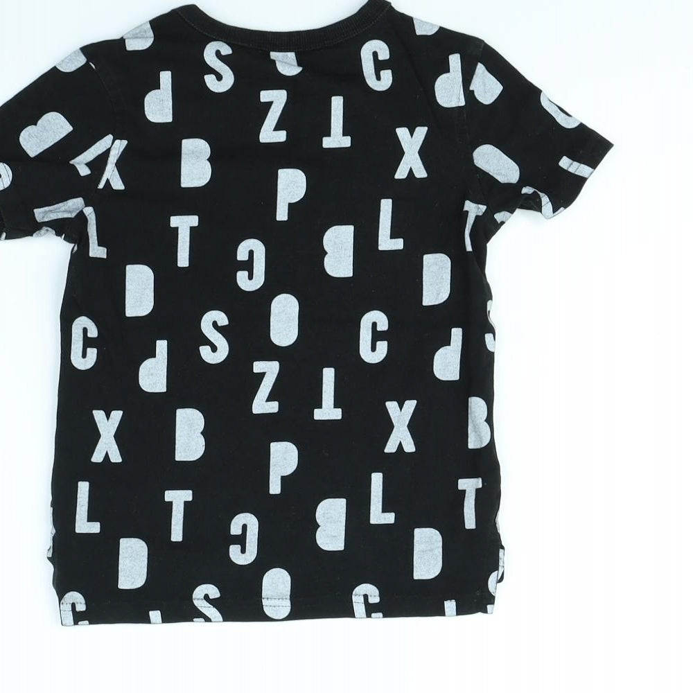 George Boys Black Spotted  Basic T-Shirt Size 4 Years  - Alphabet