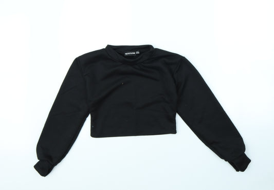 Front view of PRETTYLITTLETHING women’s black jumper, size UK 2