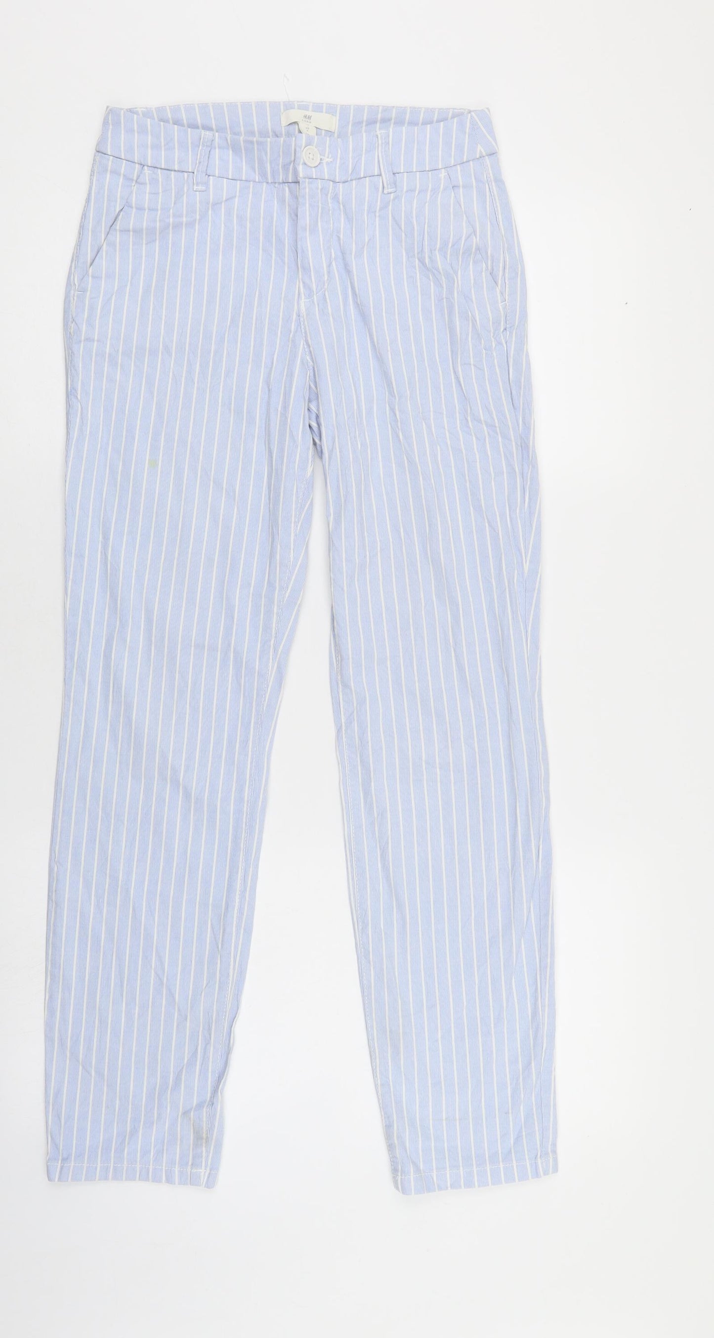 H&M Womens Blue Striped  Trousers  Size 6 L28 in