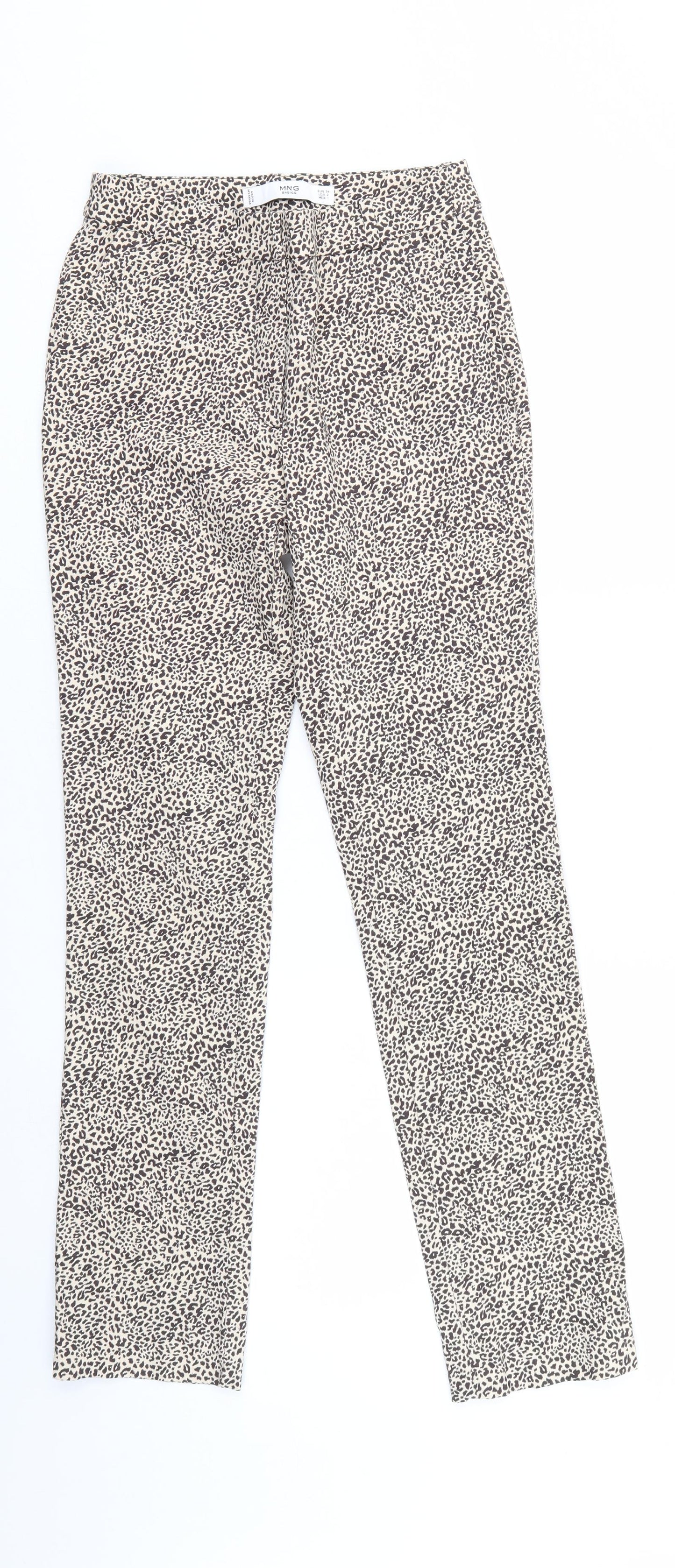 MNG Womens Multicoloured Animal Print  Trousers  Size 6 L27 in