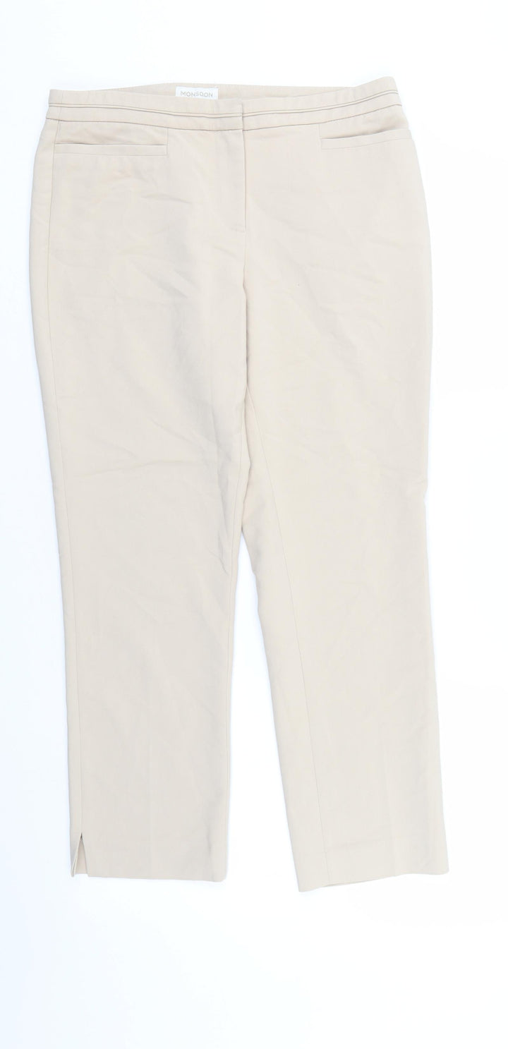 Monsoon Womens Ivory Trousers Size 30 in L26 in