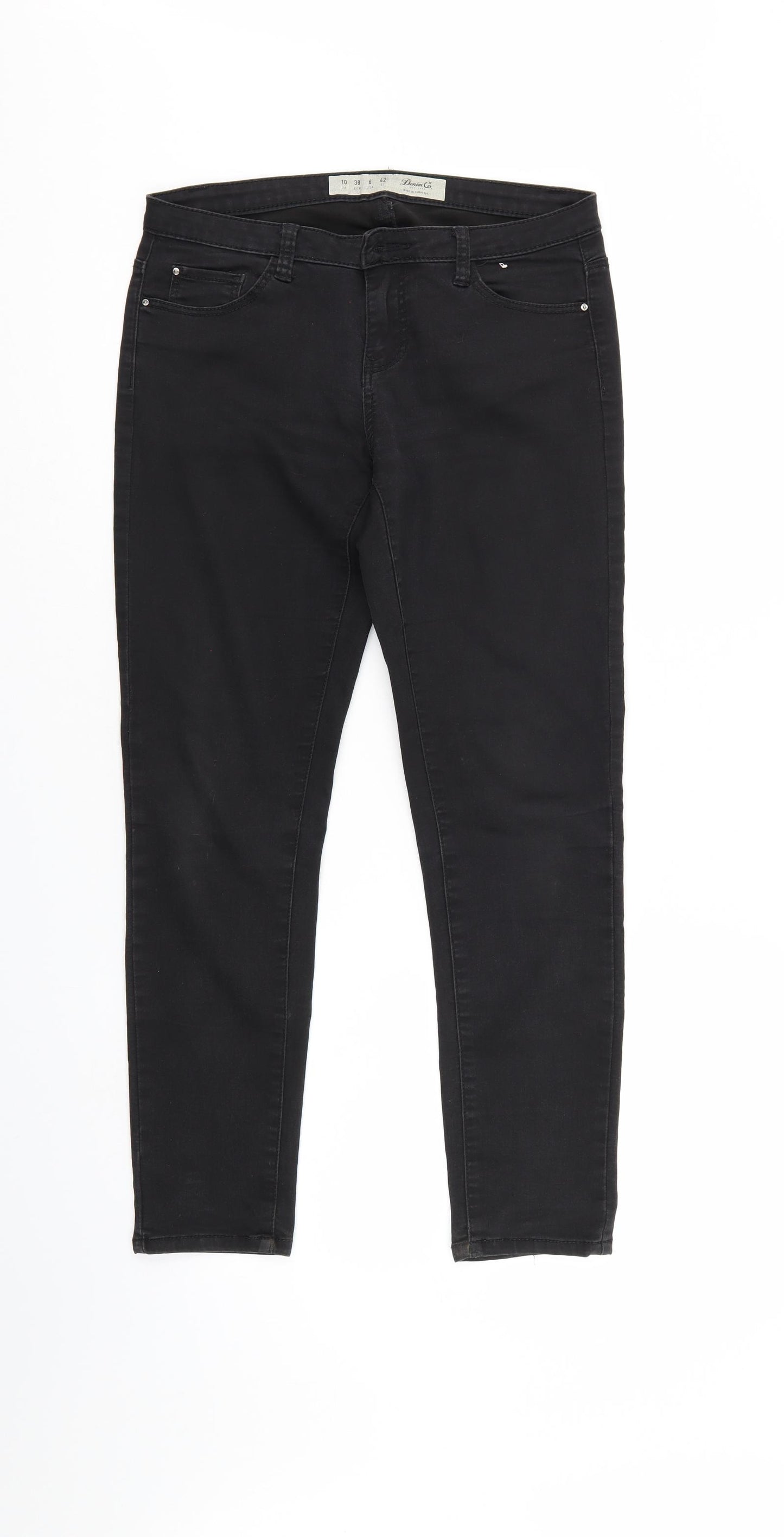 Denim & Co. Womens Black  Denim Straight Jeans Size 10 L27 in
