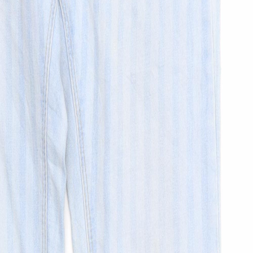 Pull & Bear Womens Blue Striped Denim Straight Jeans Size 12 L30 in